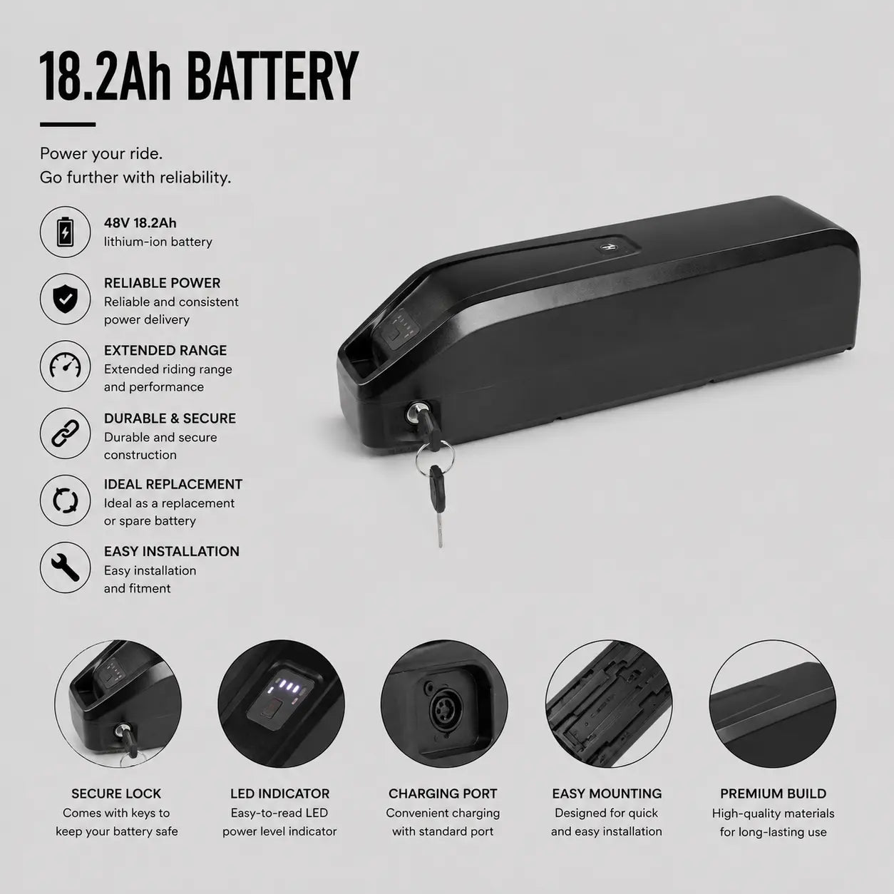 Coogee Bikes 18.2Ah Battery