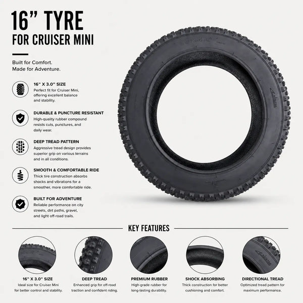 16” Tyre for Cruiser Mini Coogee Bikes